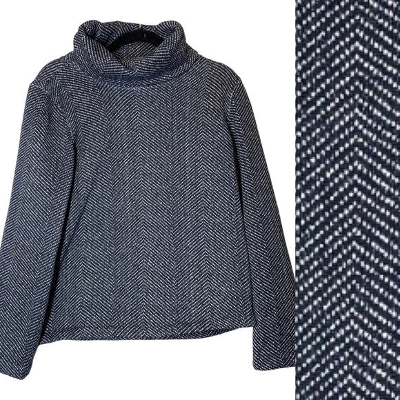 For The Republic Turtle Neck Sweatshirt Herringbone Navy Blue XS - Picture 1 of 5